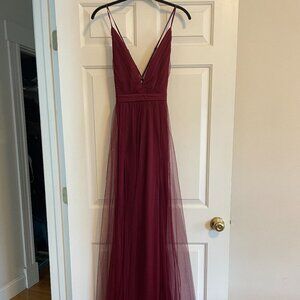 Lulu's Maroon Floor Length Gown